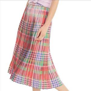 J.Crew Plaid Shimmer Pleated Midi Skirt